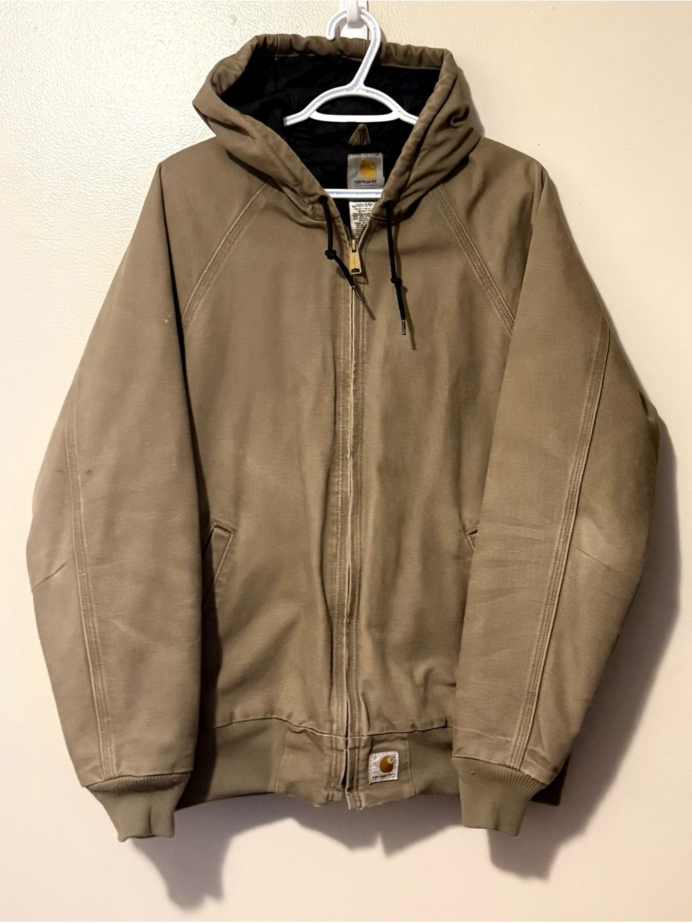 Carhartt Men’s Hooded Puffer Jacket in Khaki Brown